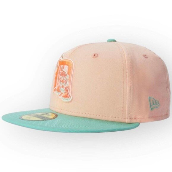 New Era Detroit Tigers Peach Mint 59FIFTY Fitted Hat 2005 All-Star Patch 7 3/8 - Picture 3 of 5